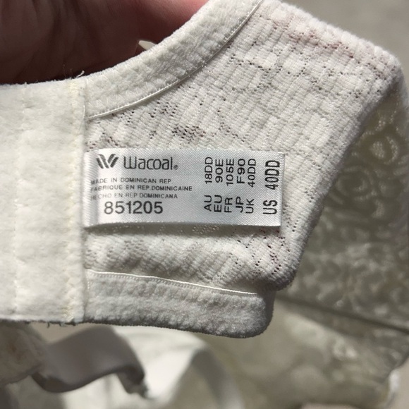 Wacoal Halo Lace Underwire Unlined Bra Off White Size 40DD - Picture 4 of 4